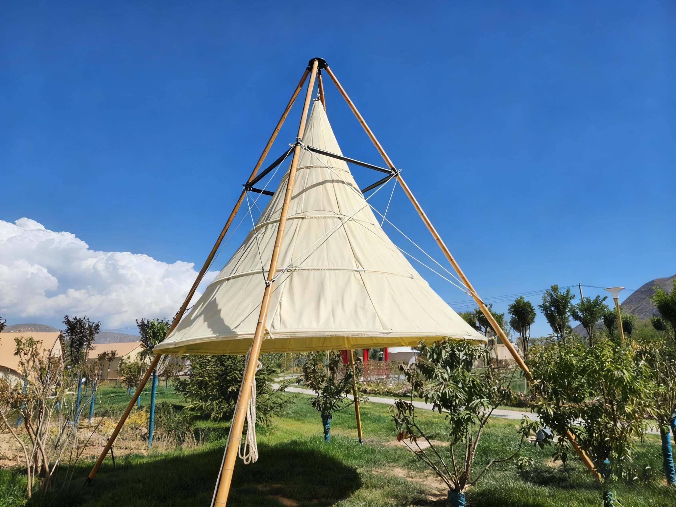 形营地帐篷源头厂家适配户外露营景区住宿商业活动多场景需求AG真人佛山好来居金属结构房屋有限公司：轻奢度假住宿钟(图2)